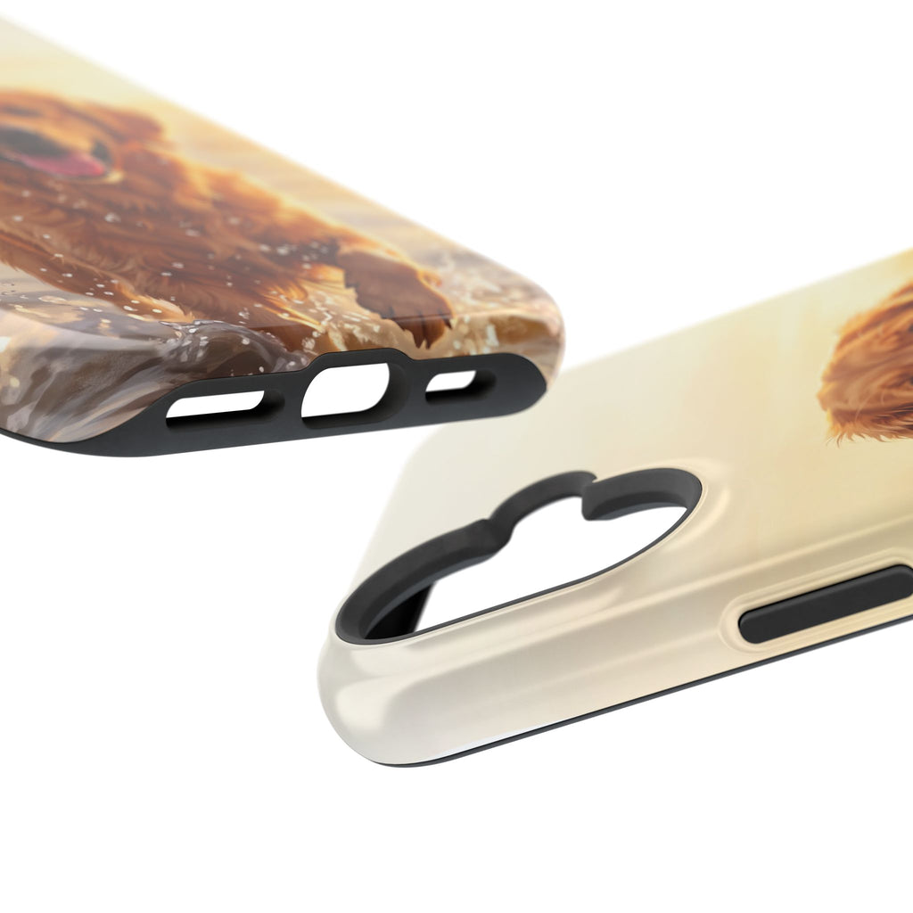 Beach Golden Retriever Phone Case — Impact-Resistant Wireless Charging Cover