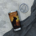 Frenchie Stainless Tumbler — 20 oz Personalized Travel Mug with Forest Sunset Silhouette Design