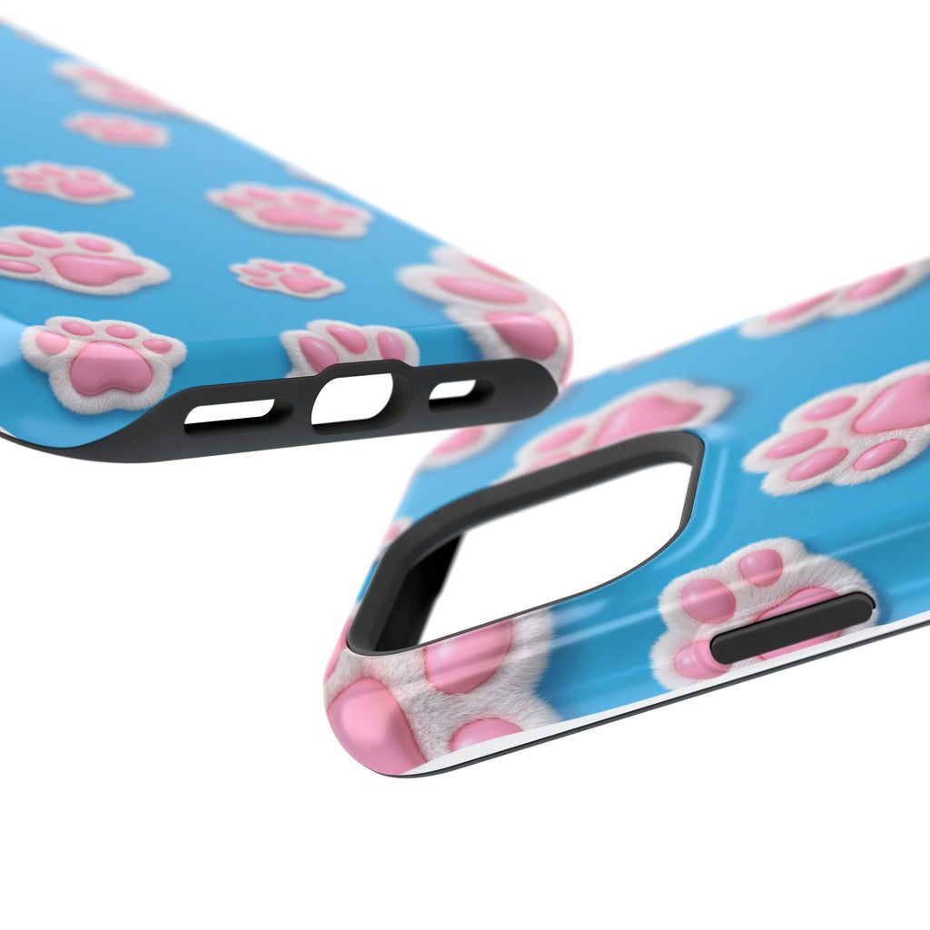 Fluffy Paw Print Phone Case | Cute 3D Pink Paw Pattern Case for Dog & Cat Lovers | iPhone & Samsung