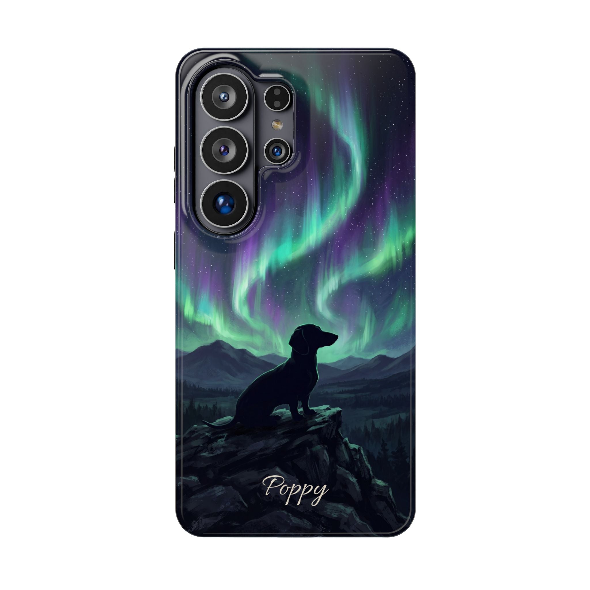 Personalized Dachshund Northern Lights Phone Case — Wireless Charging Cover