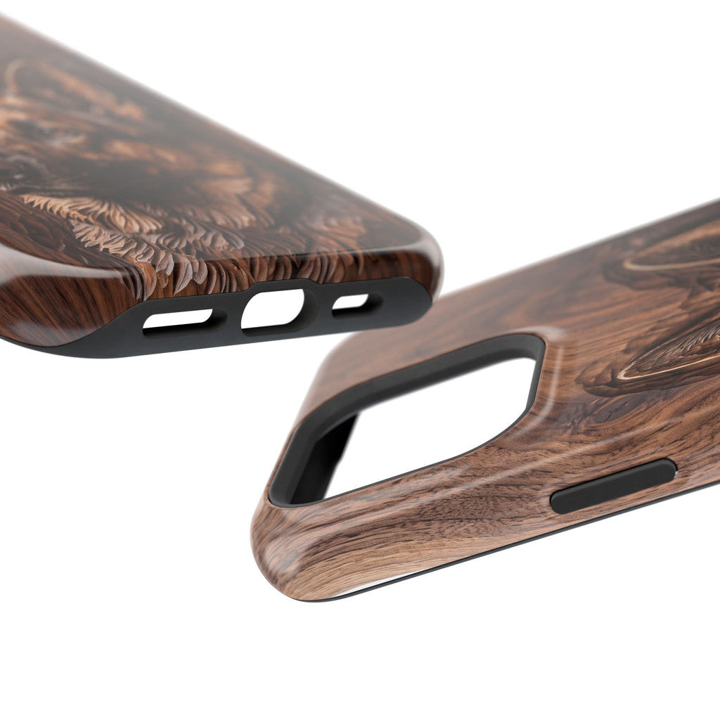 German Shepherd Phone Case | Carved Walnut Art — Tough Magnetic Case with Wireless Charging