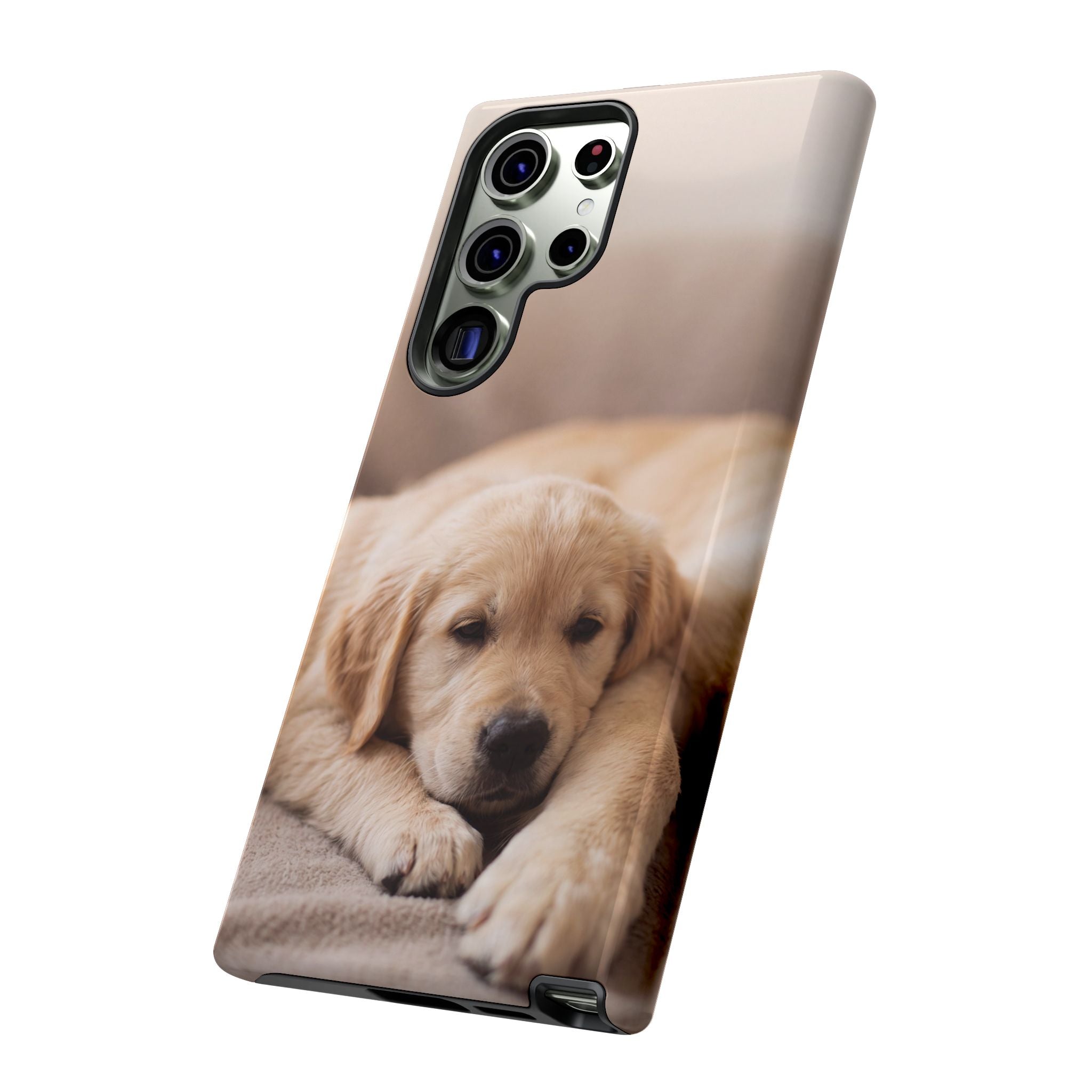 Sleepy Golden Retriever Puppy Phone Case | Cozy Cuddly Puppy Portrait | Samsung & iPhone
