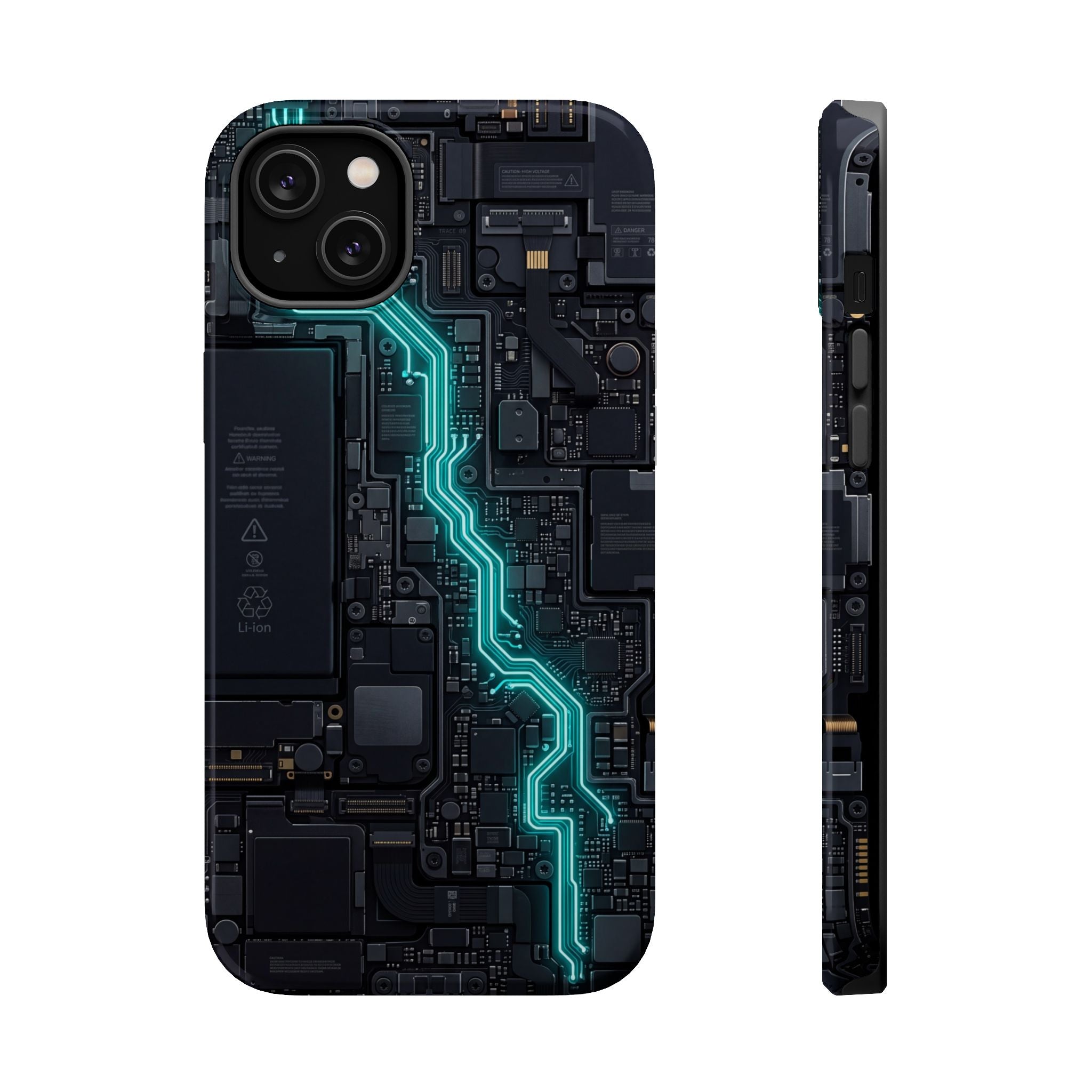 Cyan Bolt Electrician Phone Case — Electric Circuit Wireless Charging Cover
