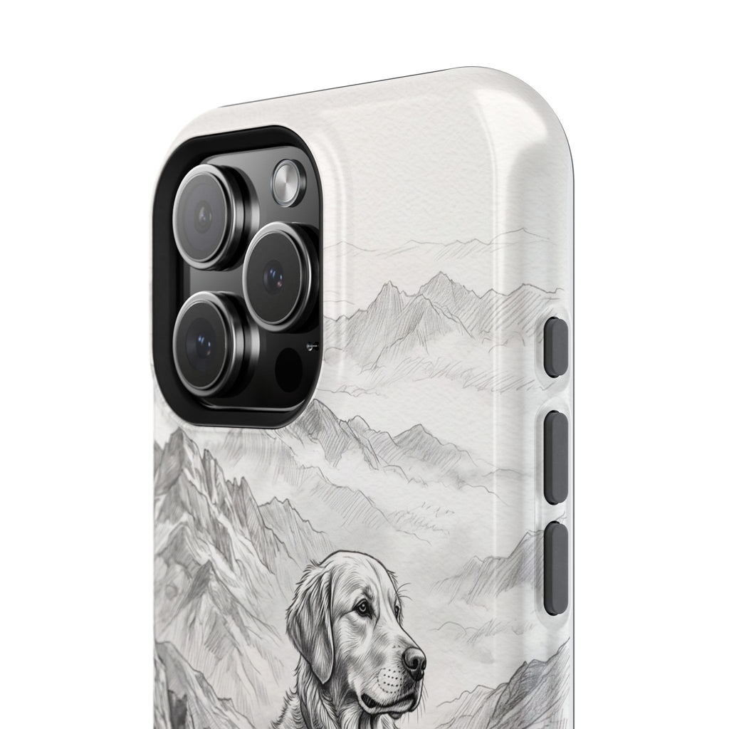 Personalized Golden Retriever Mountain Peak Phone Case — Wireless Charging Cover