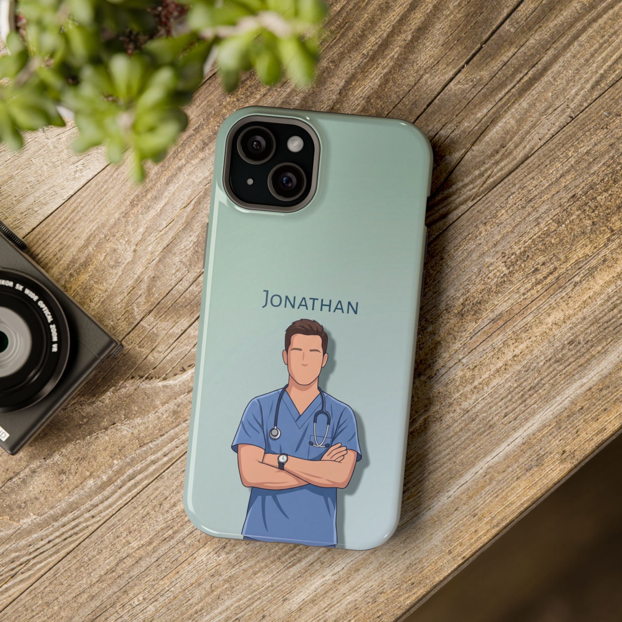 Personalized Nurse Portrait Phone Case — Impact-Resistant Wireless Charging Cover
