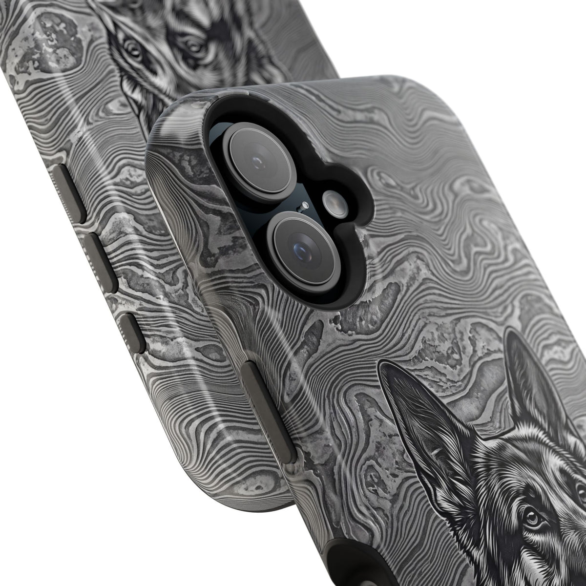 German Shepherd Phone Case | Damascus Art — Tough Magnetic Case with Wireless Charging