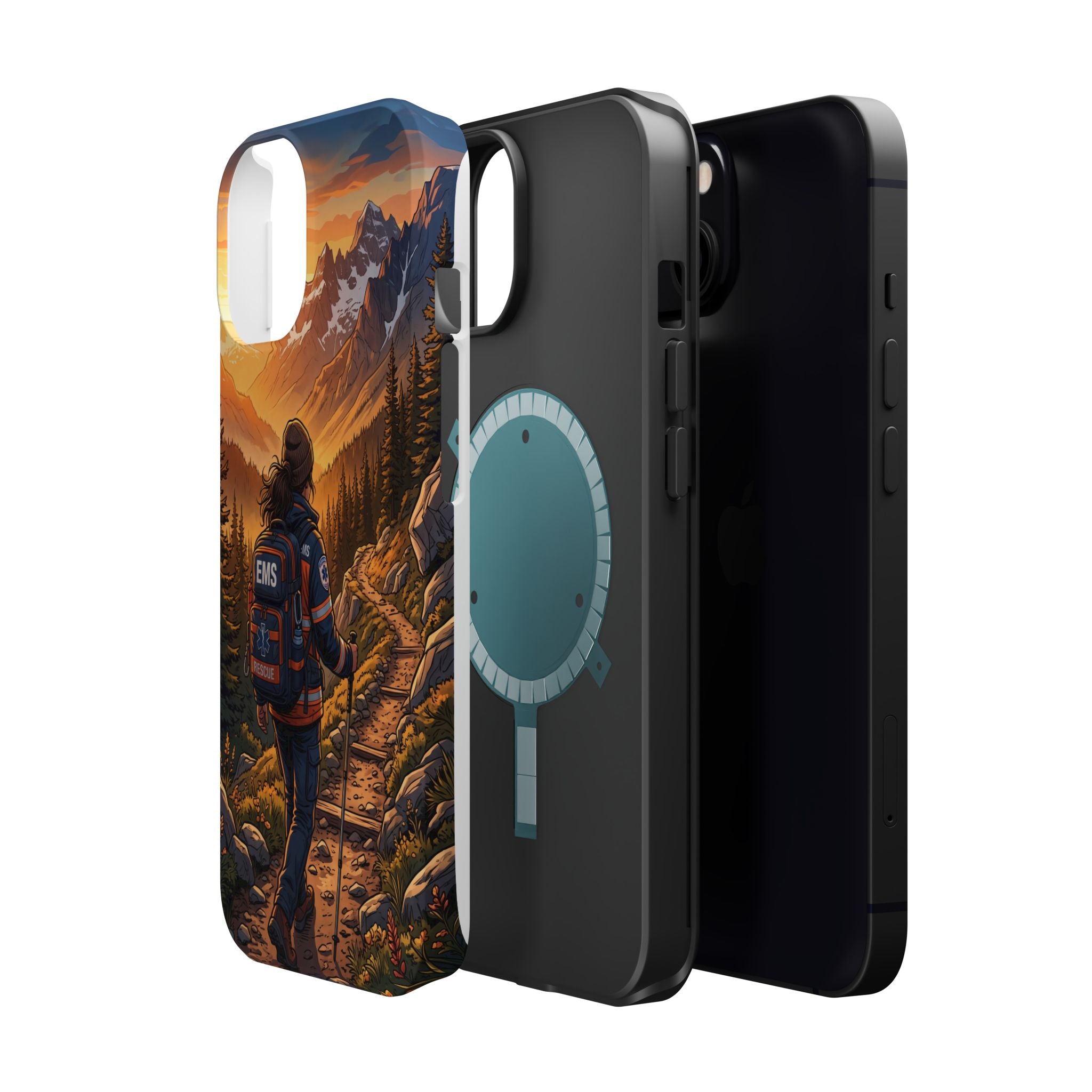 Paramedic/EMT Mountain Phone Case — Magnetic Wireless Charging Cover