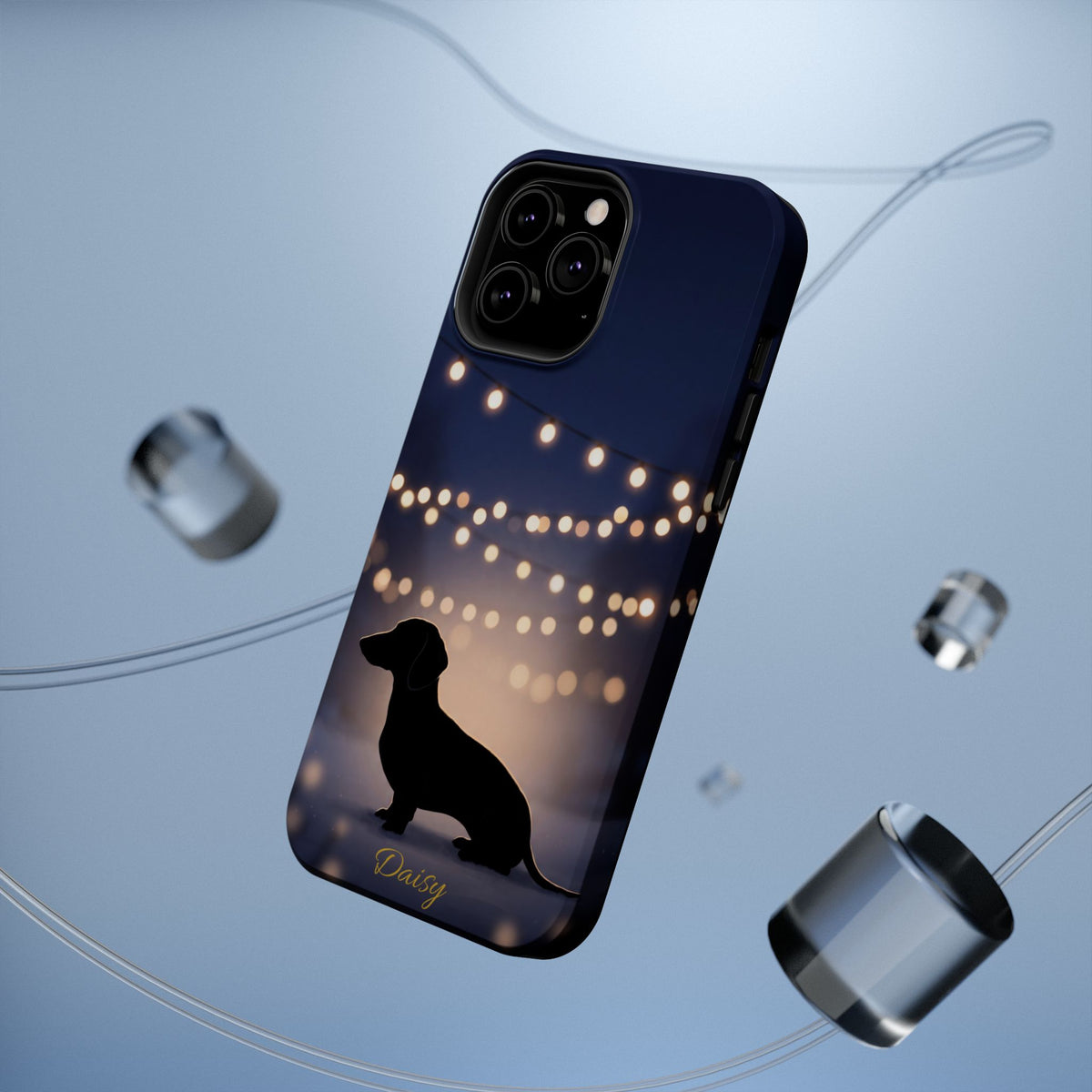 Personalized Dachshund Fairy Lights Phone Case — Wireless Charging Cover