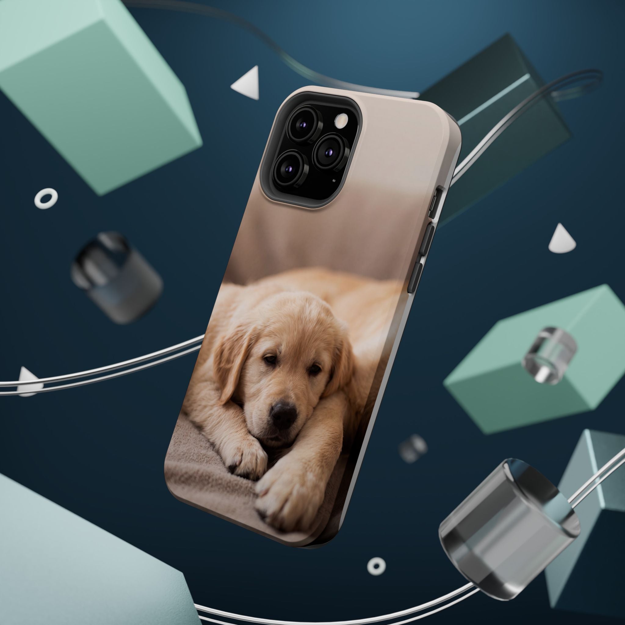 Golden Retriever Puppy Phone Case — Impact-Resistant Wireless Charging Cover