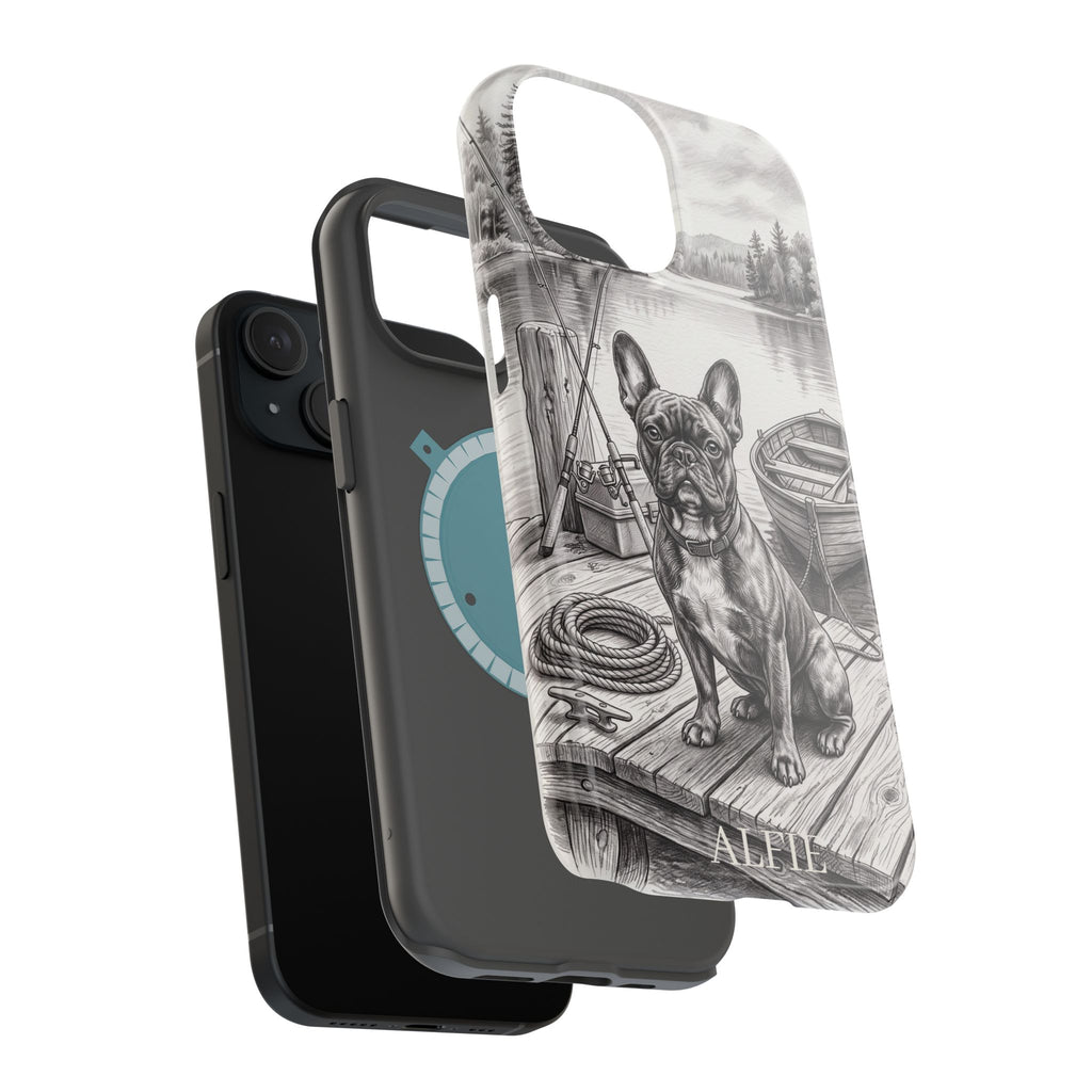 Personalized French Bulldog Lakeside Dock Phone Case — Wireless Charging Cover