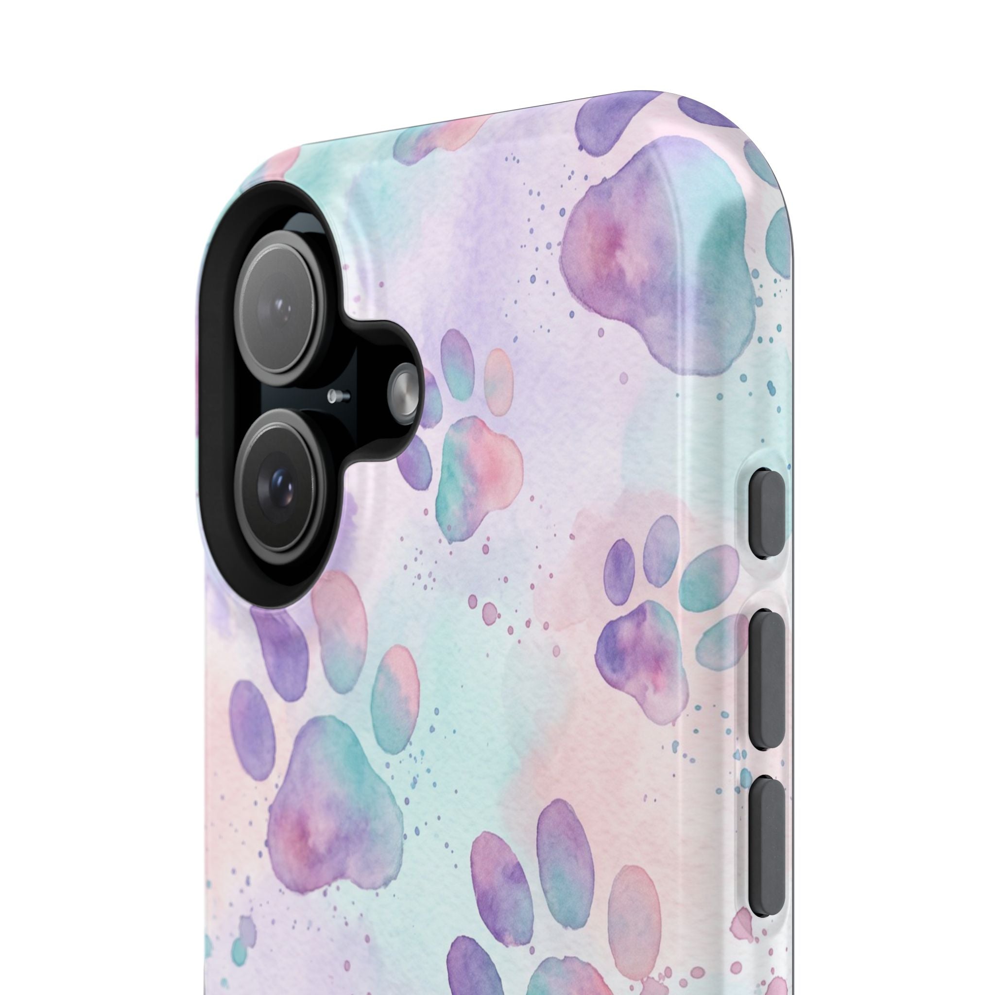 Watercolor Paw Print Phone Case — Impact-Resistant Wireless Charging Cover