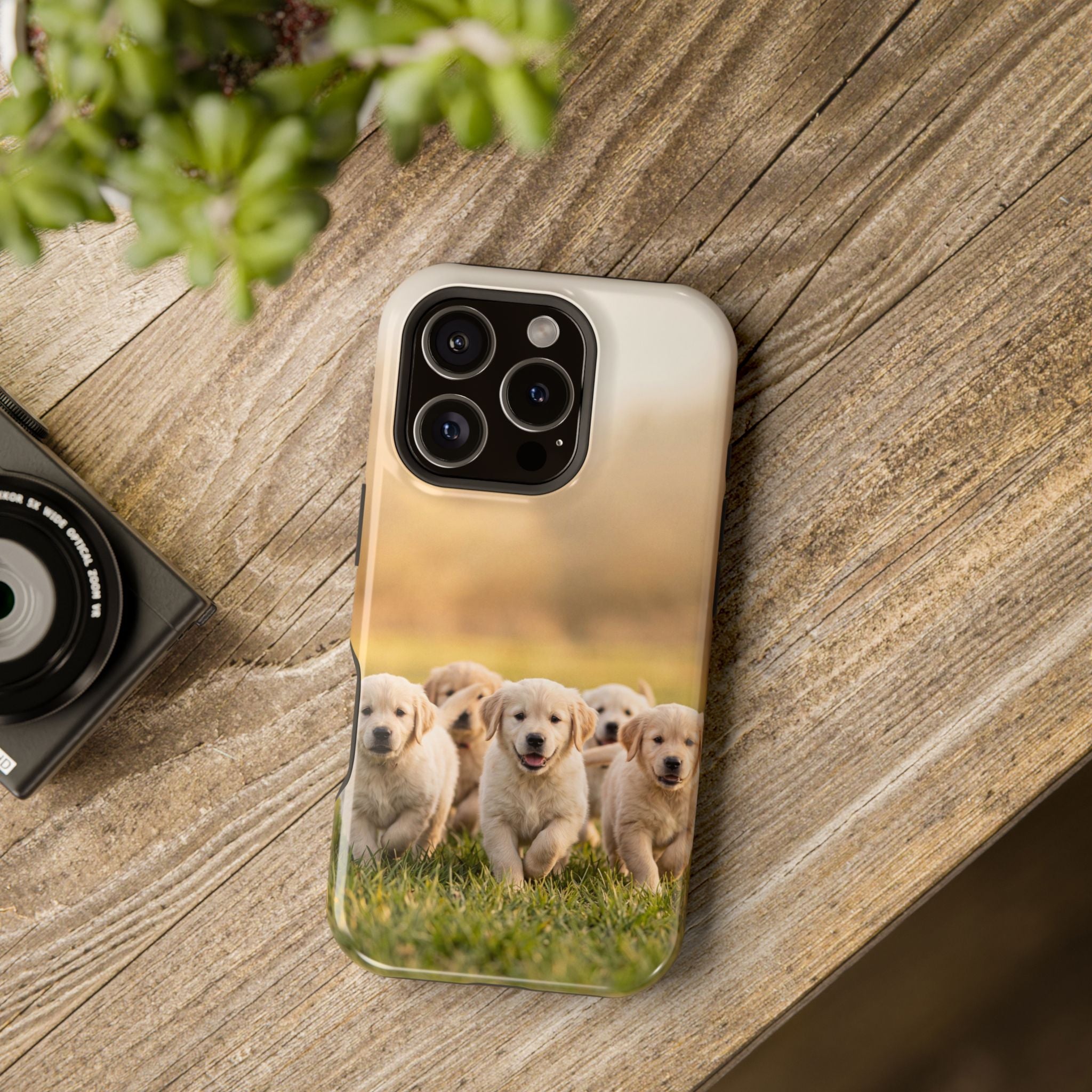 Golden Retriever Puppies Phone Case — Impact-Resistant Wireless Charging Cover