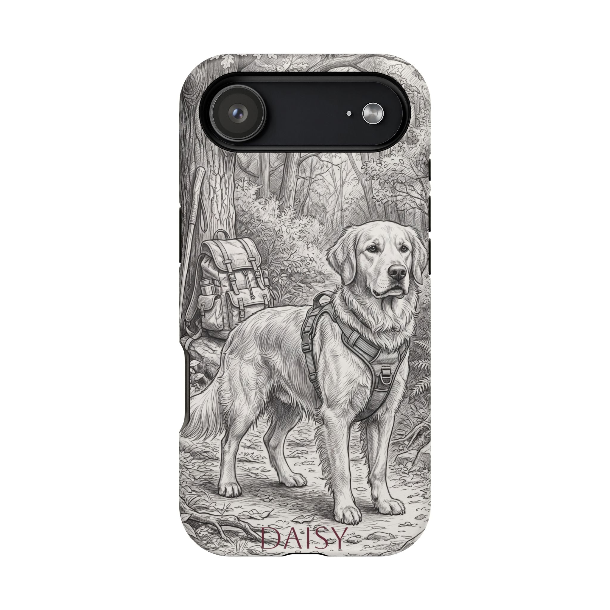 Personalized Golden Retriever Woodland Trail Phone Case — Wireless Charging Cover
