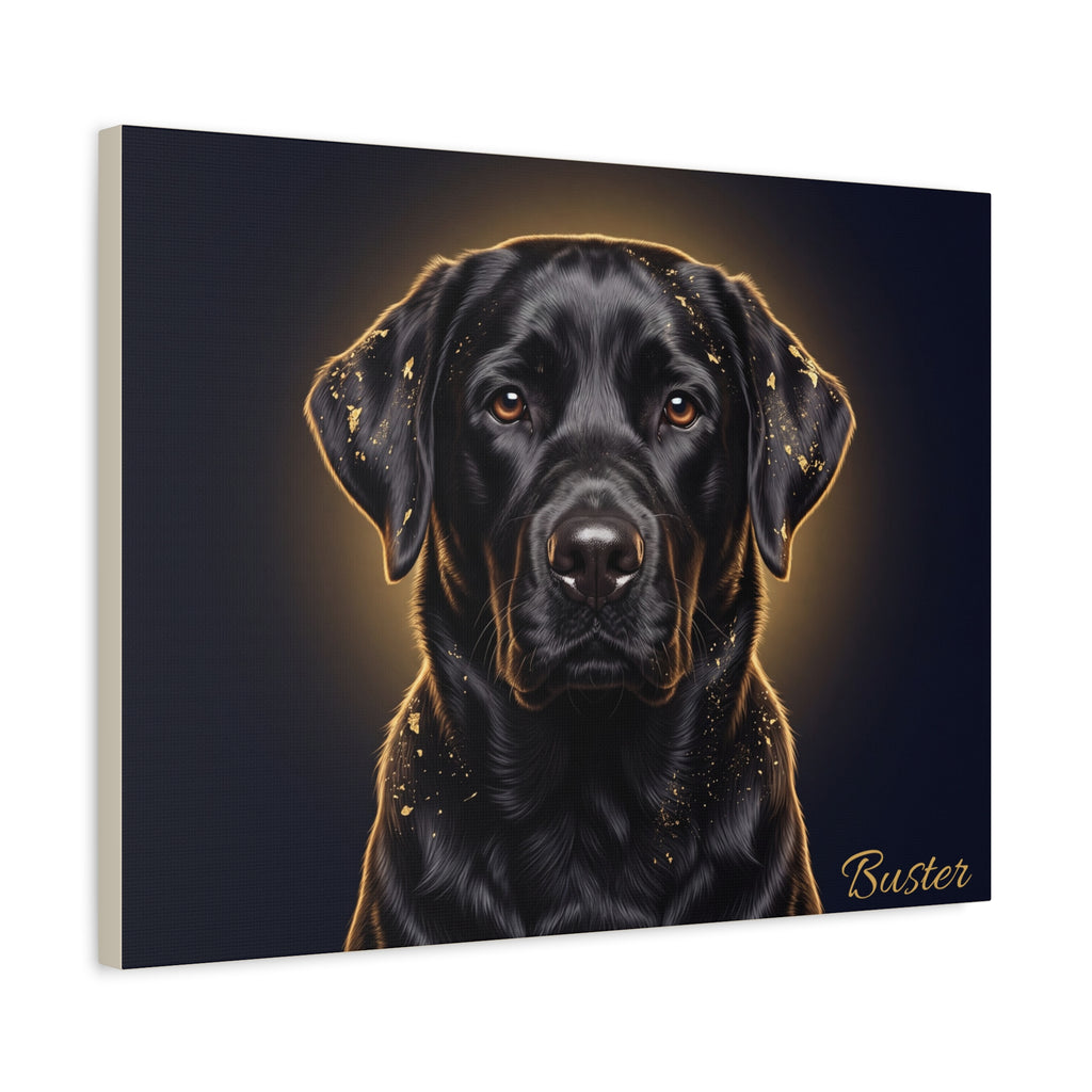 Black Labrador Personalized Canvas | Golden Glow Wall Art