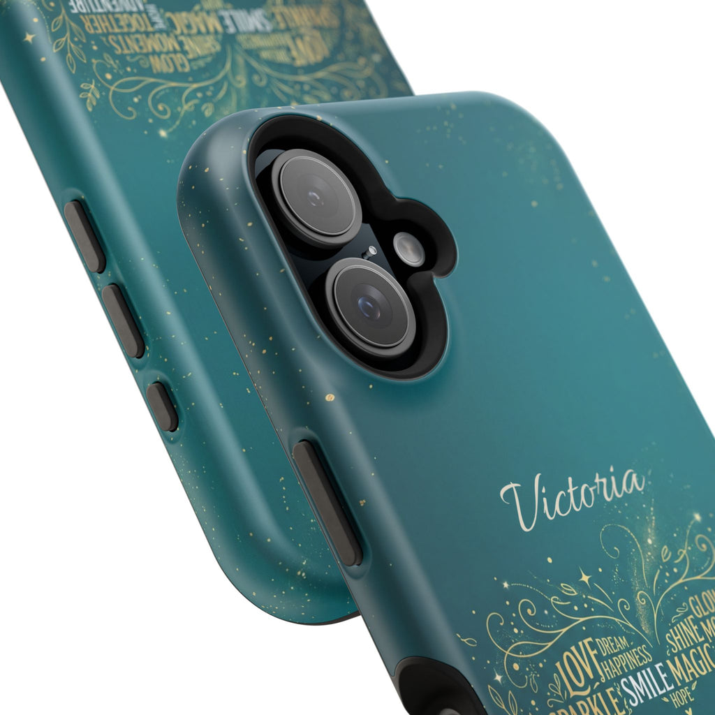 Personalized Teacher Heart Word Art Phone Case — Impact-Resistant Wireless Charging Cover