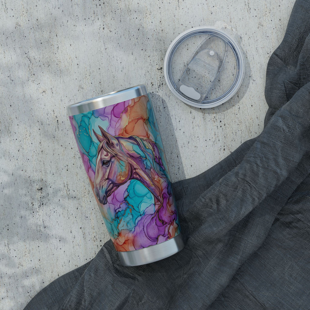 Horse Tumbler | Alcohol Ink Art — 20 oz Stainless Travel Mug