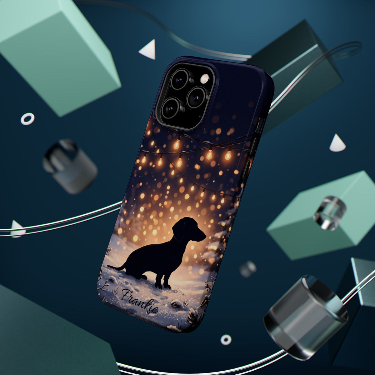 Personalized Dachshund Golden Sparks Phone Case — Wireless Charging Cover