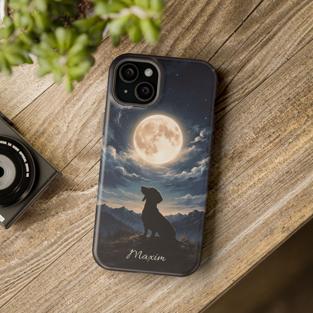 Personalized Dachshund Moonlight Phone Case — Wireless Charging Cover