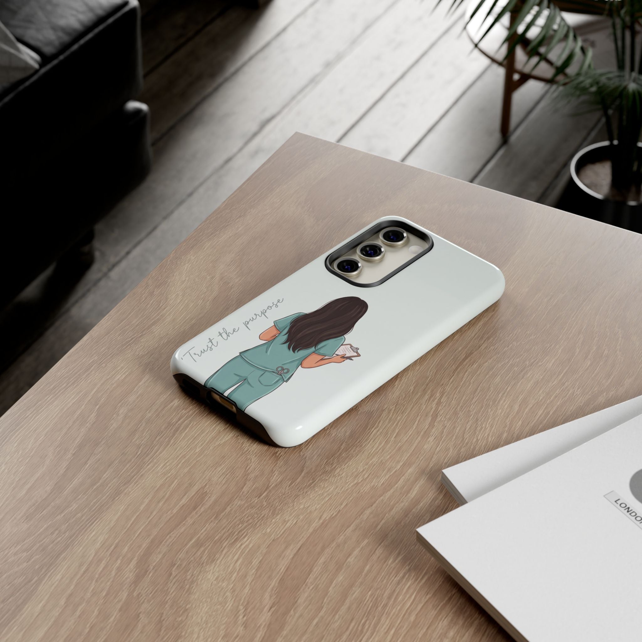 "Trust the Purpose" Nurse Phone Case | Illustrated Nurse in Scrubs Design | iPhone & Samsung
