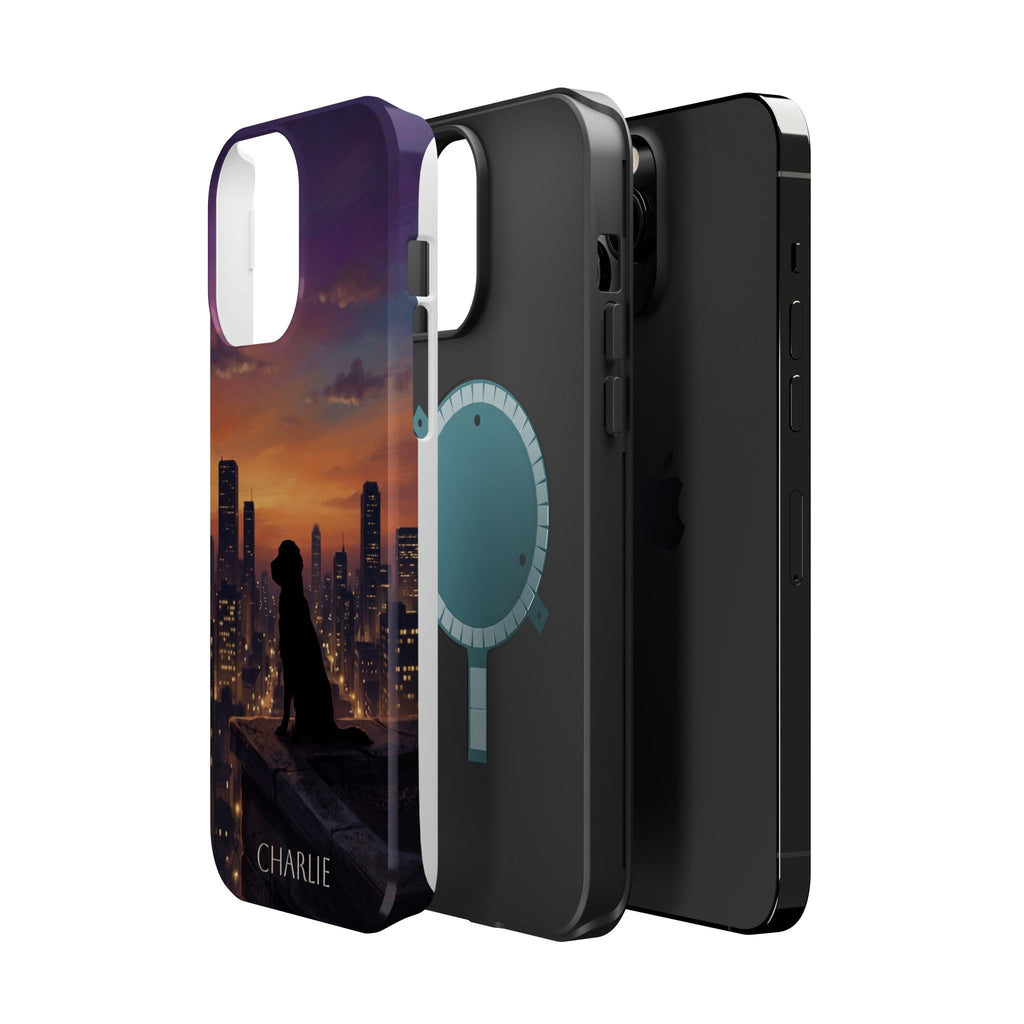 Personalized Golden Retriever City Skyline Phone Case — Wireless Charging Cover