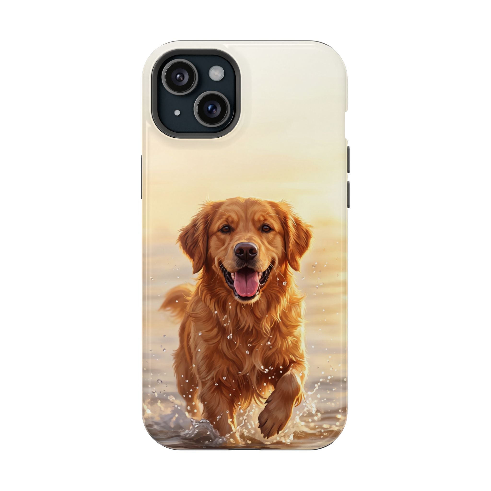 Beach Golden Retriever Phone Case — Impact-Resistant Wireless Charging Cover