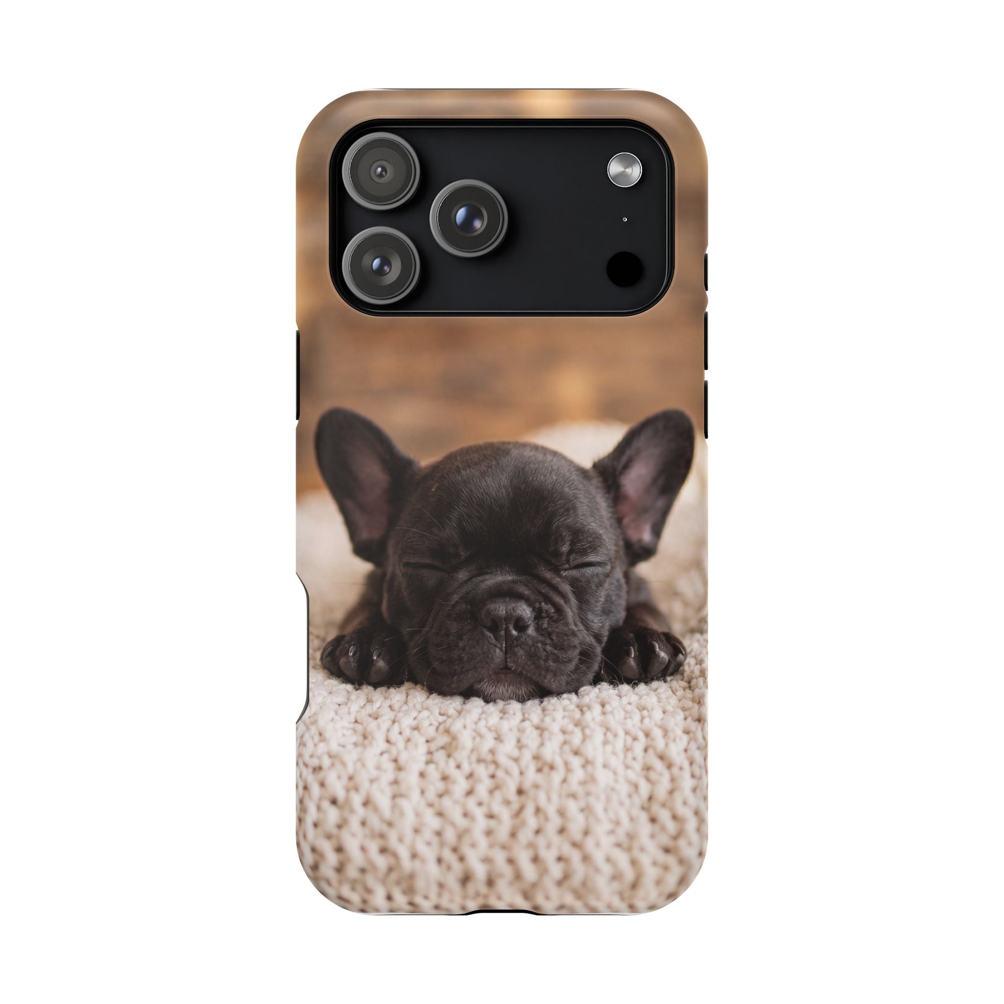 Sleepy French Bulldog Phone Case — Impact-Resistant Wireless Charging Cover