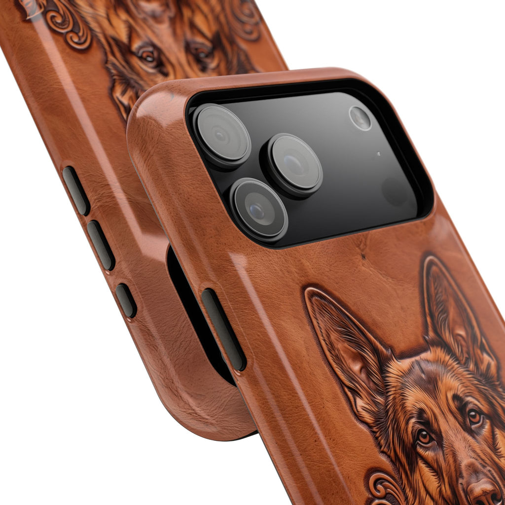 German Shepherd Phone Case | Western Tooled Art — Tough Magnetic Case with Wireless Charging