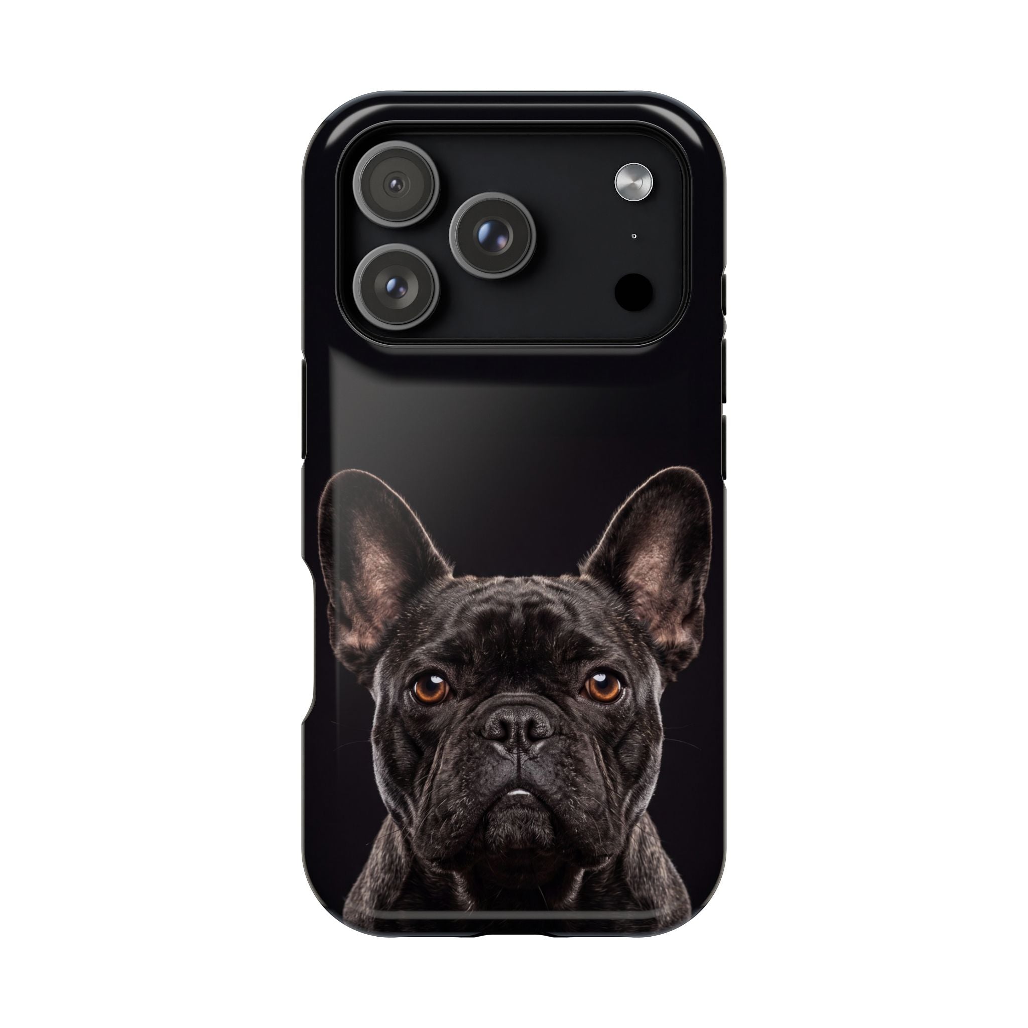 Black French Bulldog Phone Case — Impact-Resistant Wireless Charging Cover