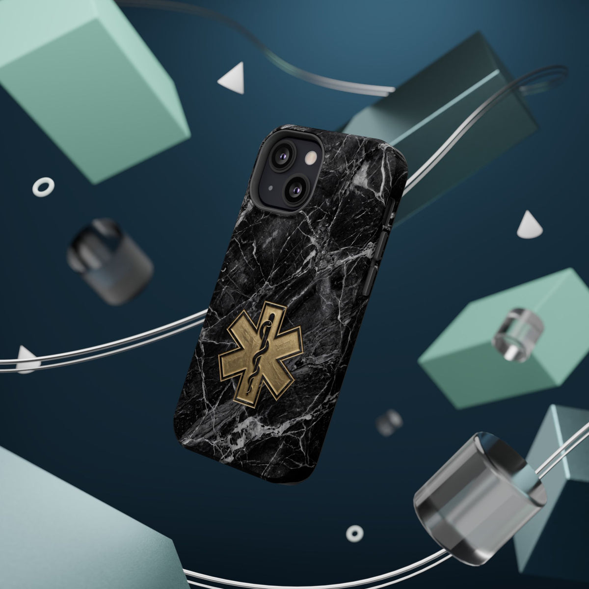 Paramedic/EMT Marble Phone Case — Magnetic Wireless Charging Cover