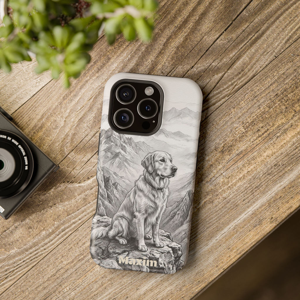 Personalized Golden Retriever Mountain Peak Phone Case — Wireless Charging Cover