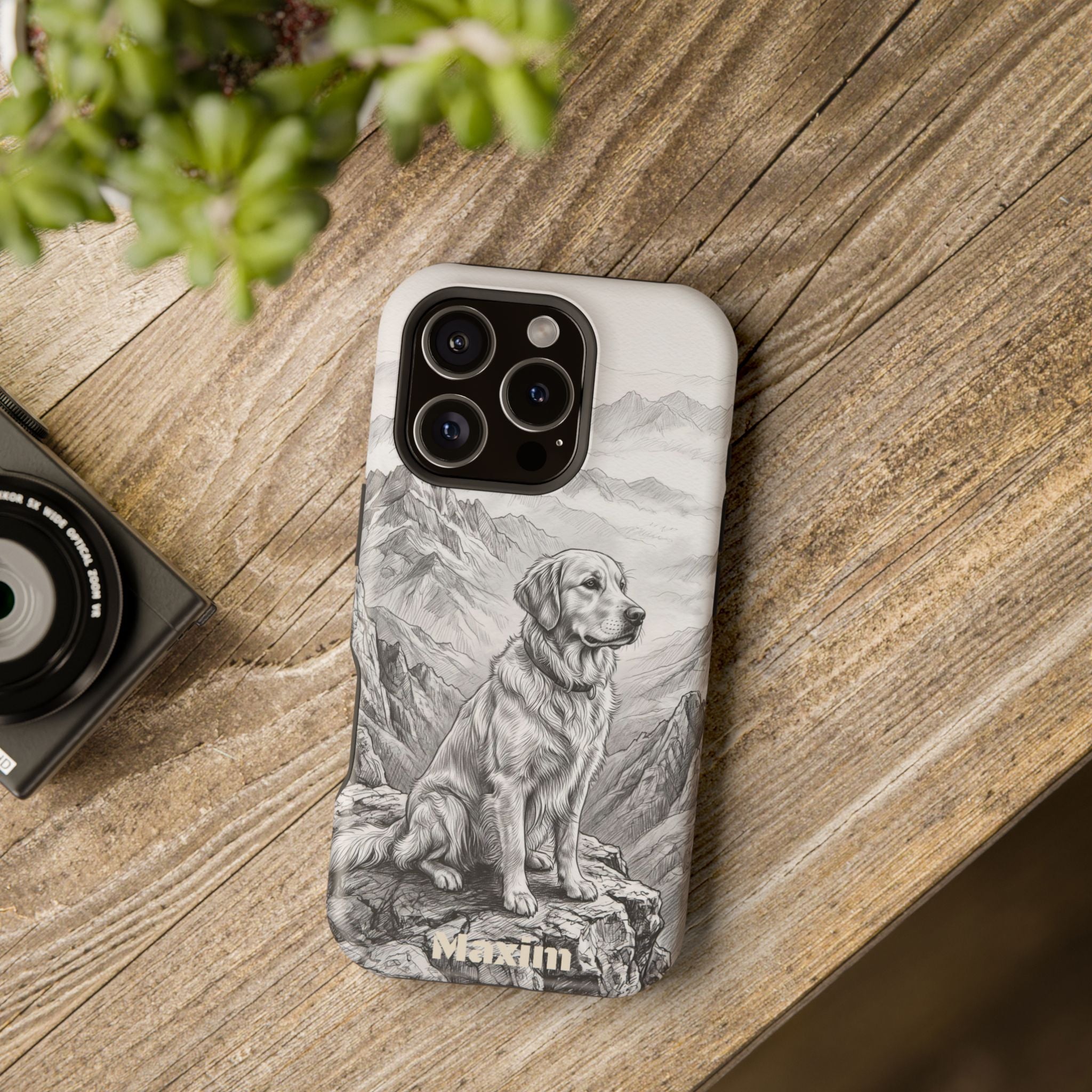 Personalized Golden Retriever Mountain Peak Phone Case — Wireless Charging Cover