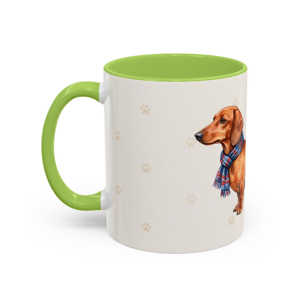 Dachshund Lover Mug – Wiener Dog with Scarf, Cute Watercolor Dachshund Gift Mug