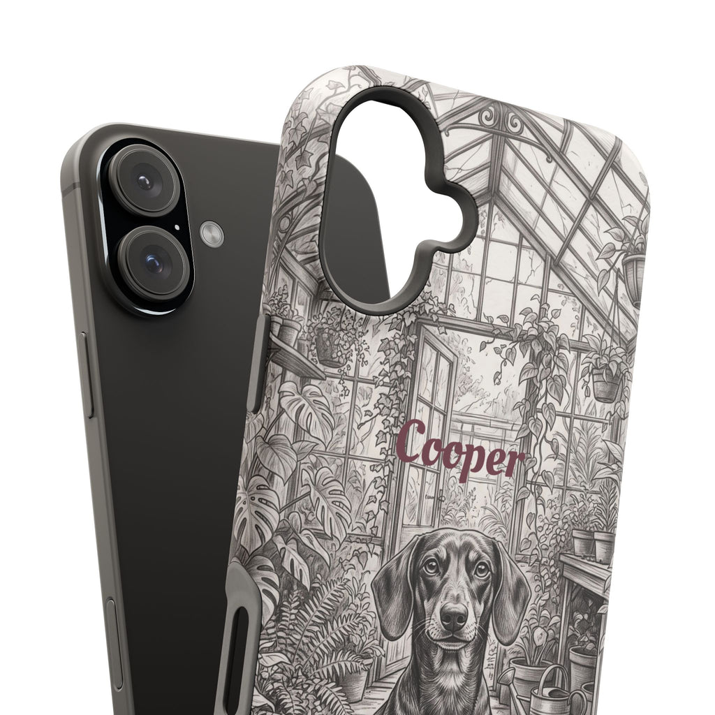 Personalized Dachshund Vintage Greenhouse Phone Case — Wireless Charging Cover