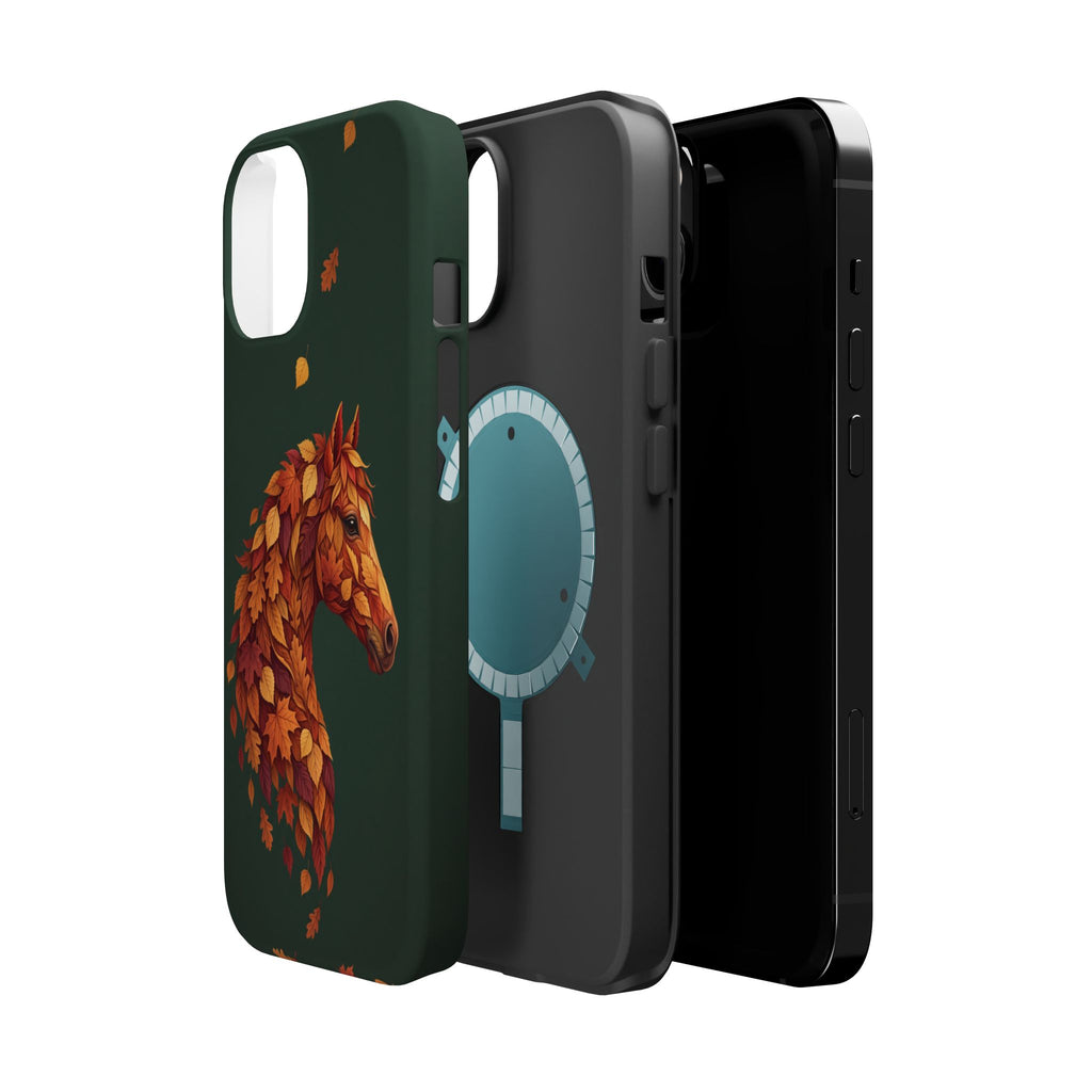 Autumn Leaves Horse Phone Case — Tough Magnetic Case with Wireless Charging
