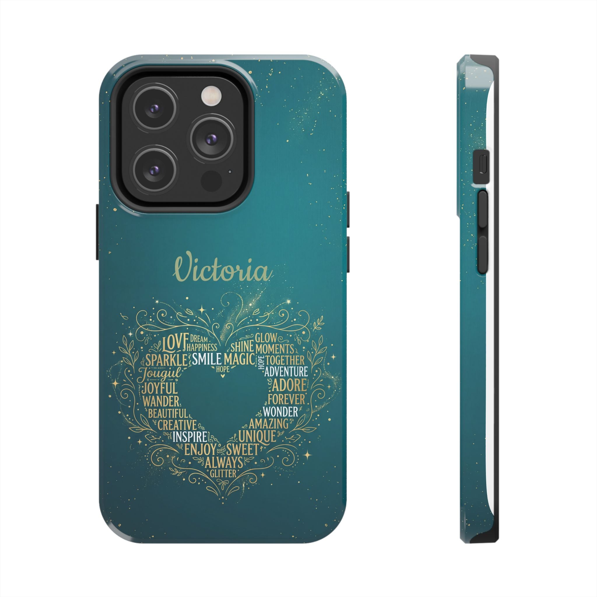 Personalized Teacher Phone Case — Custom Name Heart Word Art Design
