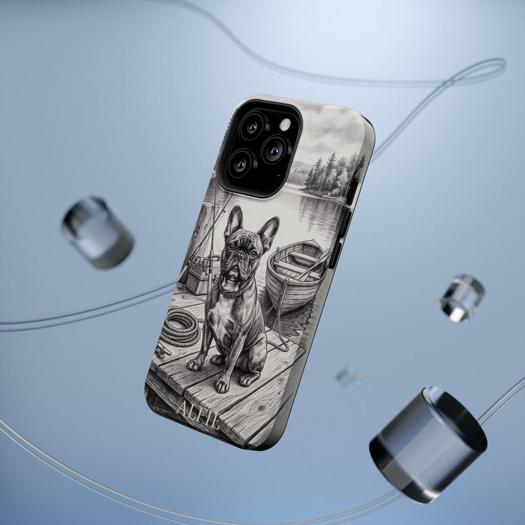 Personalized French Bulldog Lakeside Dock Phone Case — Wireless Charging Cover