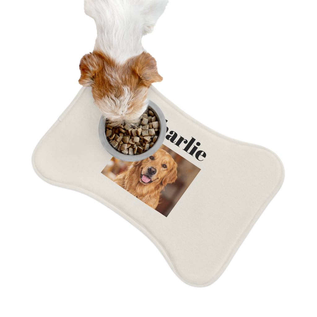 Personalized Golden Retriever Pet Feeding Mat | Custom Name & Photo Dog Placemat