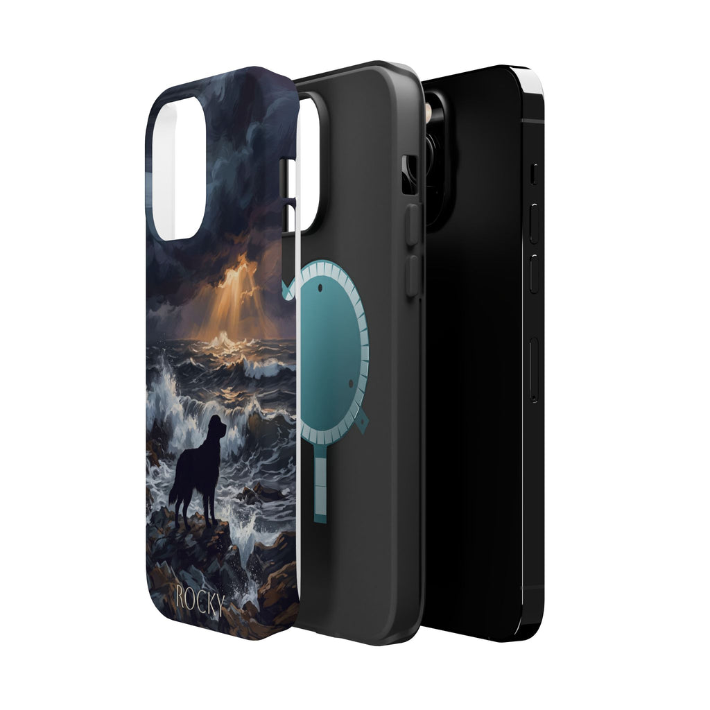 Personalized Golden Retriever Stormy Sea Phone Case — Wireless Charging Cover