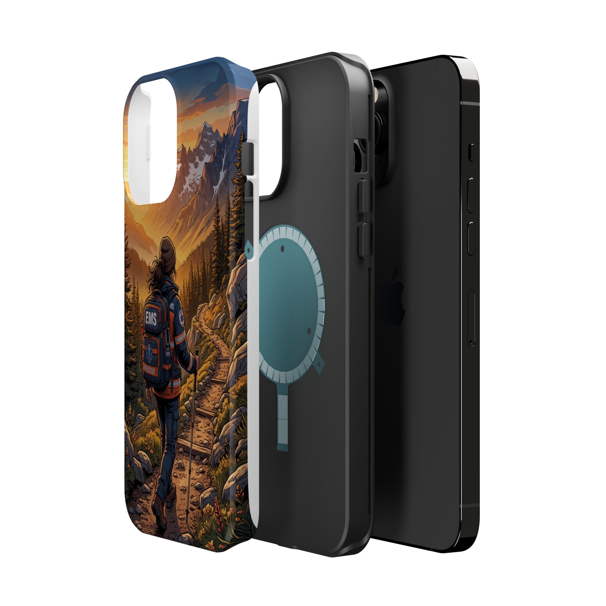 Paramedic/EMT Mountain Phone Case — Magnetic Wireless Charging Cover