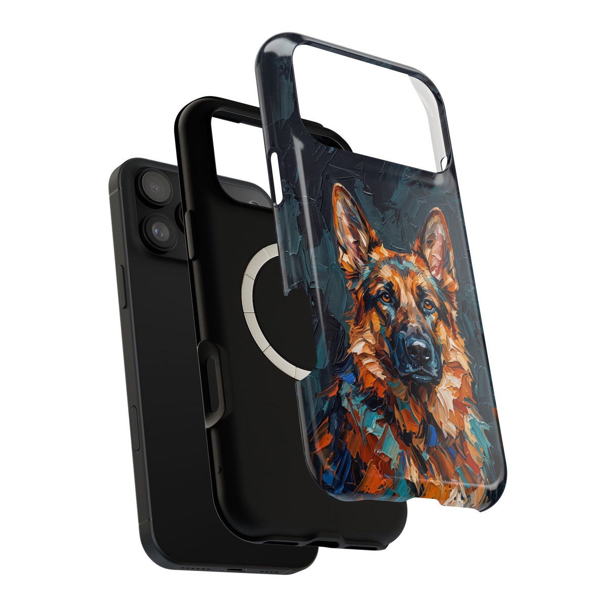 German Shepherd Phone Case | Palette Knife Painting Art — Tough Magnetic Case with Wireless Charging