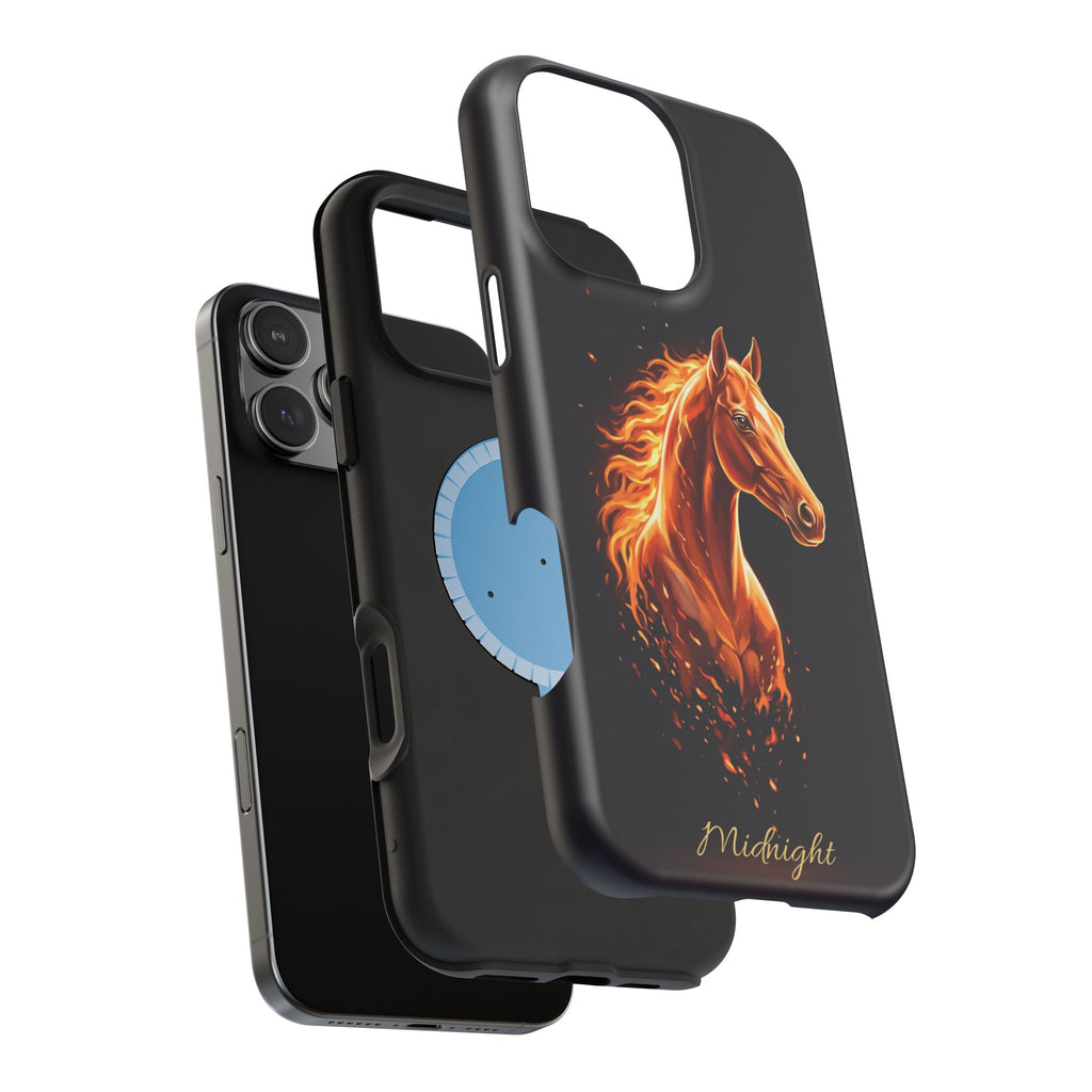 Personalized Fire & Ember Horse Phone Case — Tough Magnetic Case with Wireless Charging