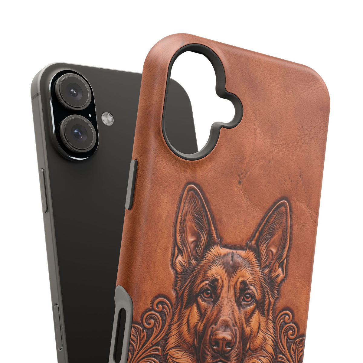 German Shepherd Phone Case | Western Tooled Art — Tough Magnetic Case with Wireless Charging