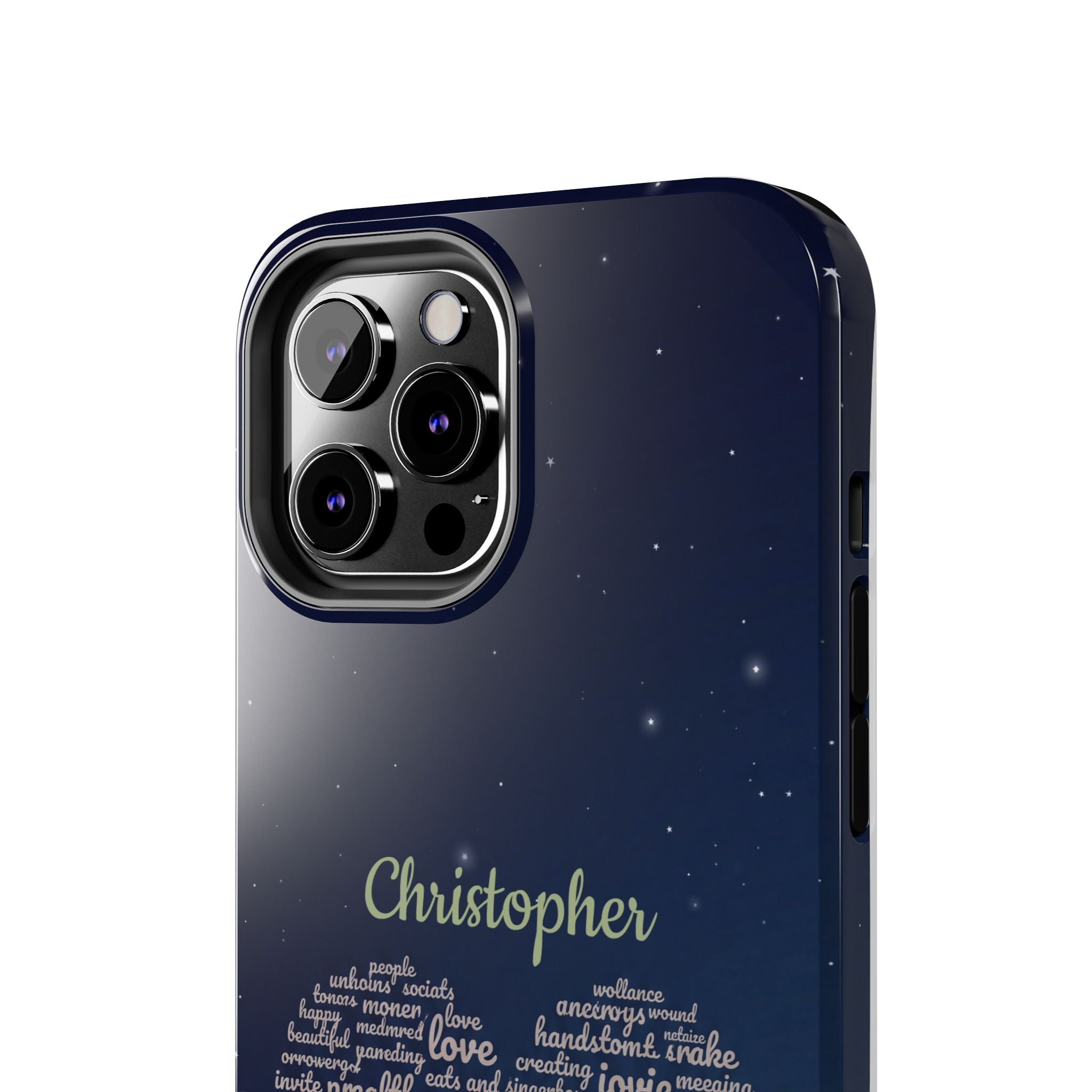 Personalized Teacher Heart Word Cloud Phone Case — Custom Name Starry Design