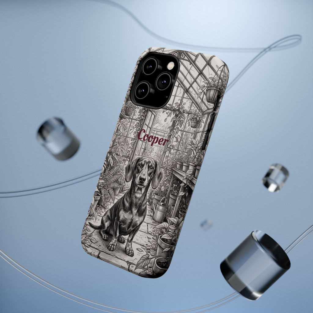 Personalized Dachshund Vintage Greenhouse Phone Case — Wireless Charging Cover