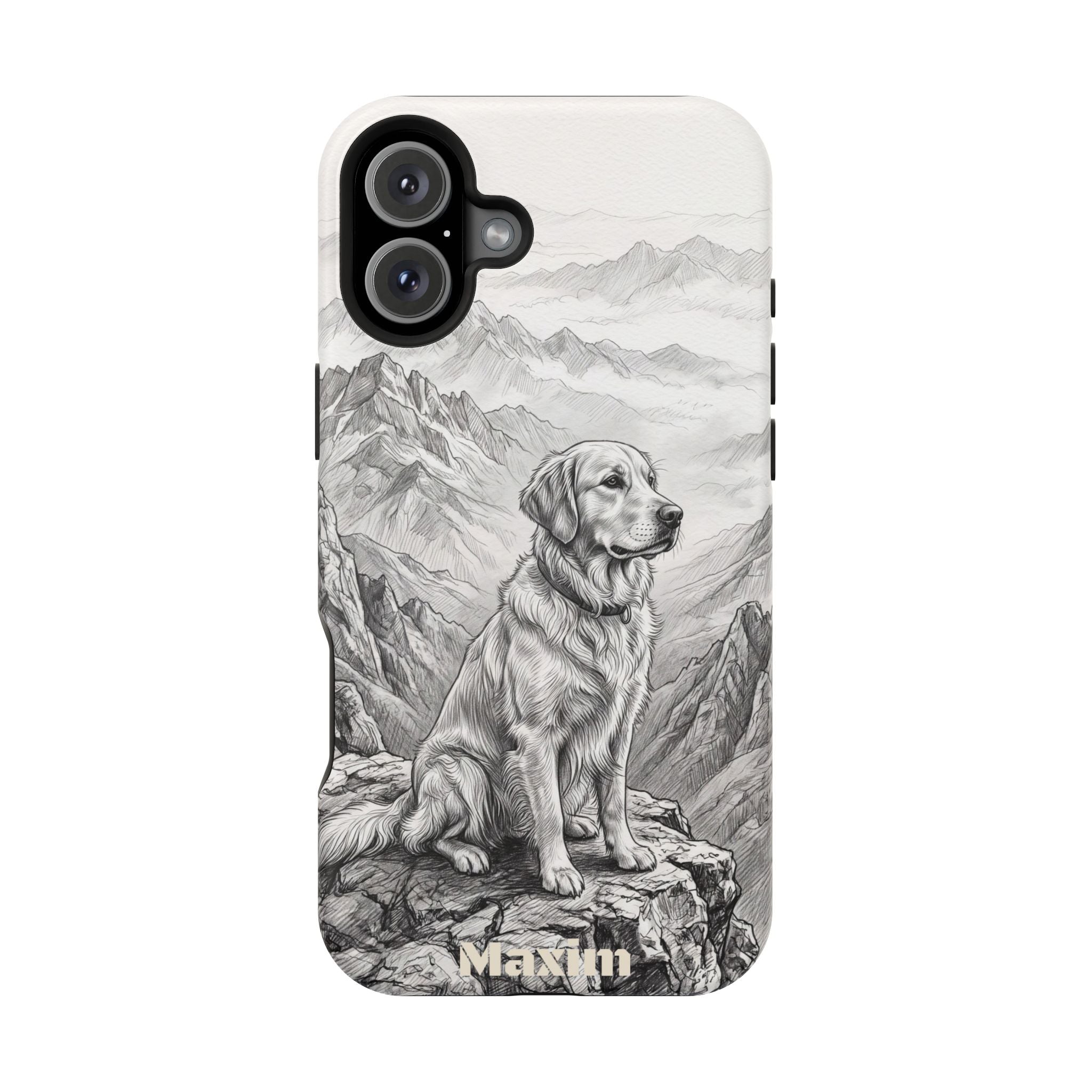 Personalized Golden Retriever Mountain Peak Phone Case — Wireless Charging Cover
