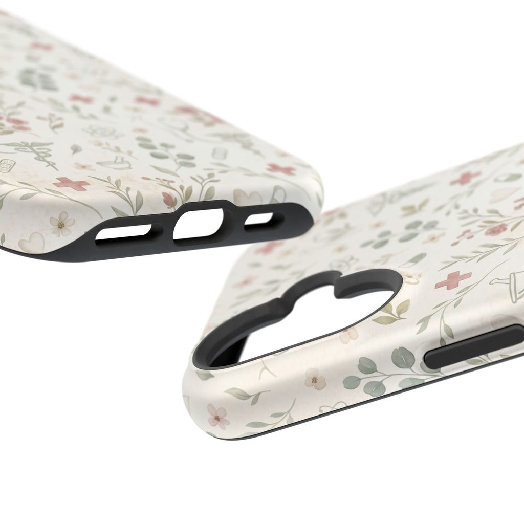Floral Nurse Phone Case — Impact-Resistant Wireless Charging Cover