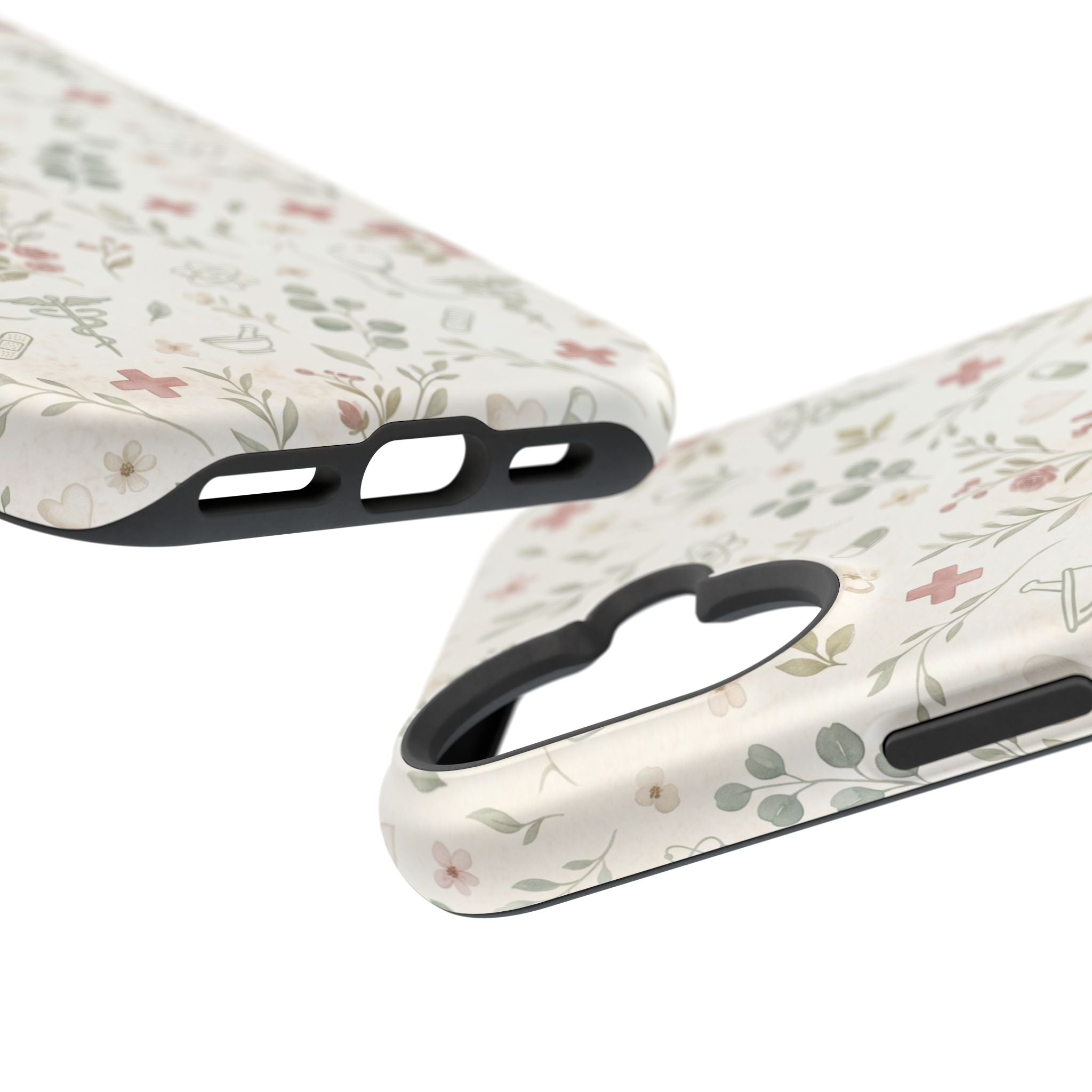 Floral Nurse Phone Case — Impact-Resistant Wireless Charging Cover