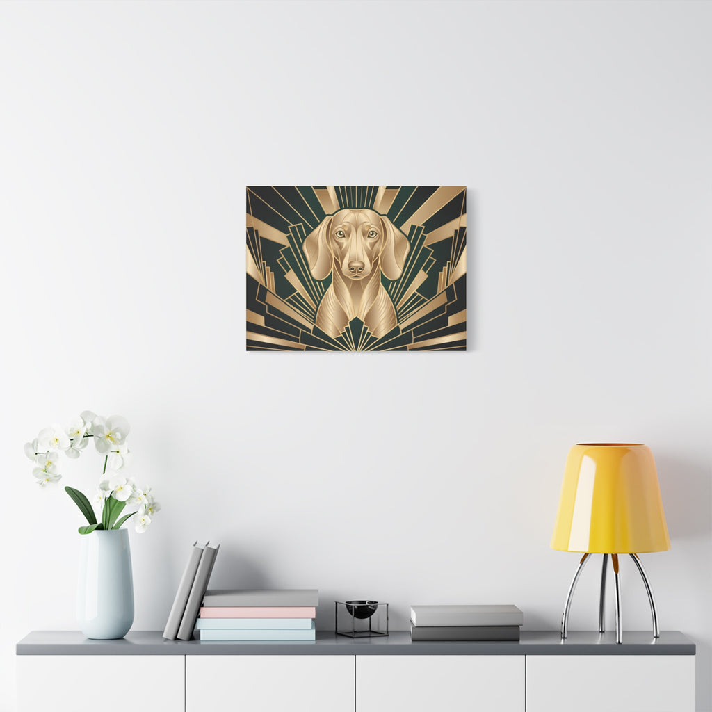 Dachshund Canvas | Art Deco Emerald & Gold Wall Art