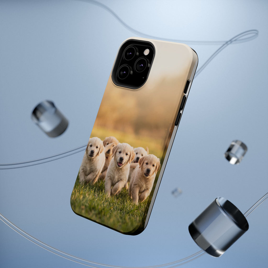 Golden Retriever Puppies Phone Case — Impact-Resistant Wireless Charging Cover