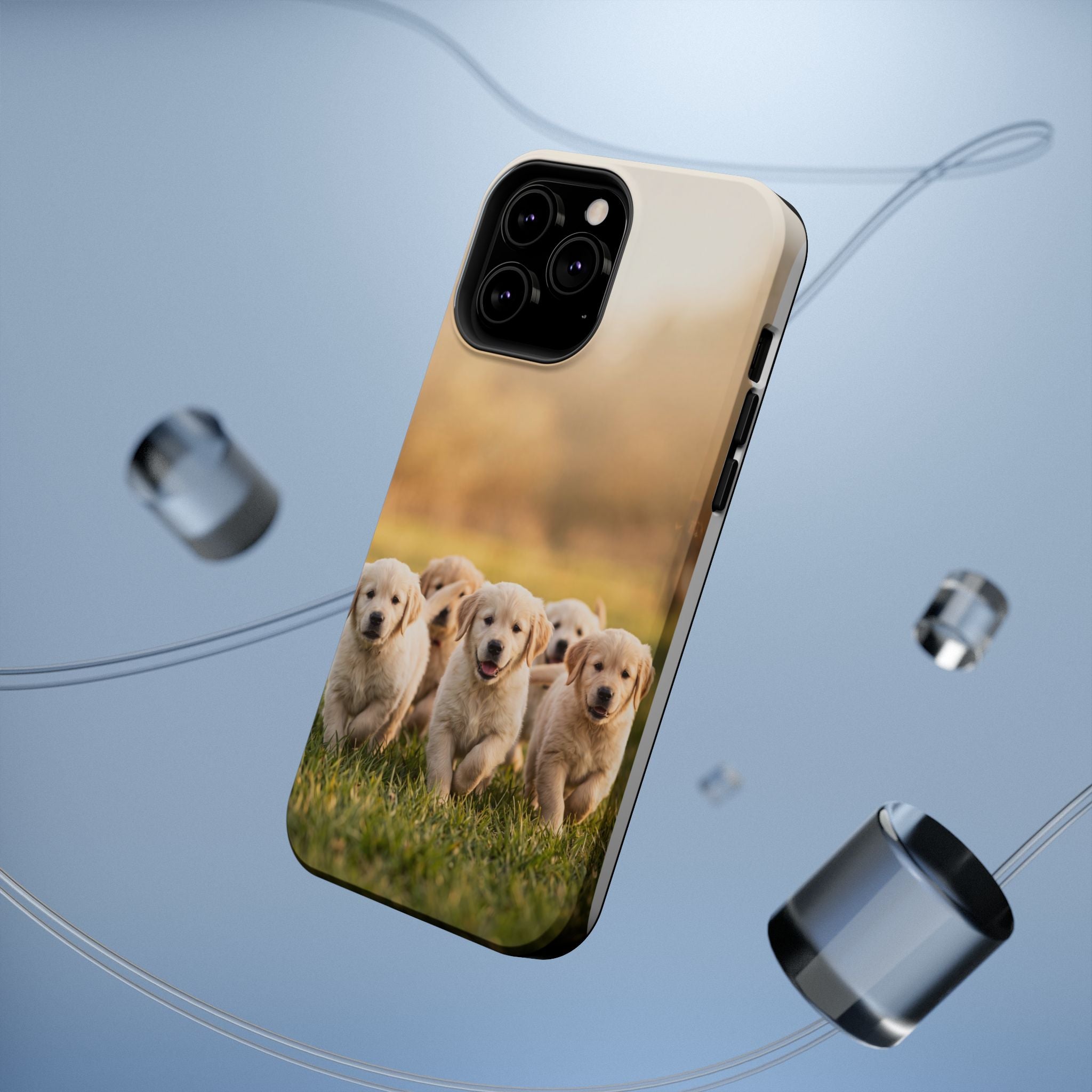 Golden Retriever Puppies Phone Case — Impact-Resistant Wireless Charging Cover